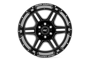 Ford Bronco Wheel - Rough Country - 92 Series, Machined One-Piece, 6-Double-Spoke, Milled Accents - Gloss Black - '21-'23